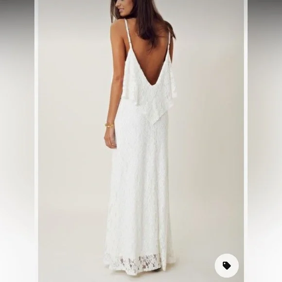 Planet Blue Blu Moon Ivory Lace Maxi Dress with beautiful low back XS Planet Blue Blu Moon Ivory Lace Maxi Dress with beautiful low back XS